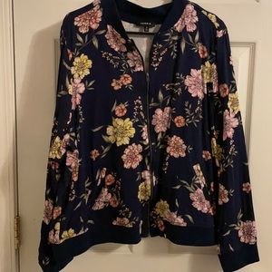 Torrid Navy Floral Bomber Jacket Size 3